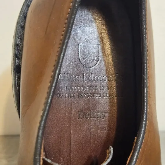 Allen Edmonds Delray Men's 9.5 Shoes Brown Leather Lace Up Derby Split Toe Dress