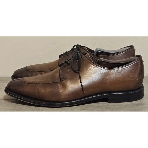 Allen Edmonds Delray Men's 9.5 Shoes Brown Leather Lace Up Derby Split Toe Dress