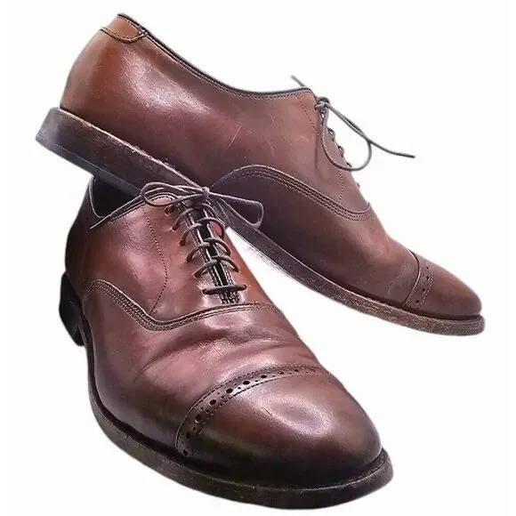 Allen Edmonds Fifth‎ Avenue Coffee Brown Cap Toe Oxford Dress Shoes Men's 9 D
