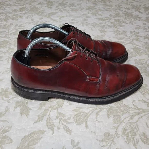 Allen Edmonds‎ Leeds Shoes Mens 9.5 C Burgundy Leather Plain Toe