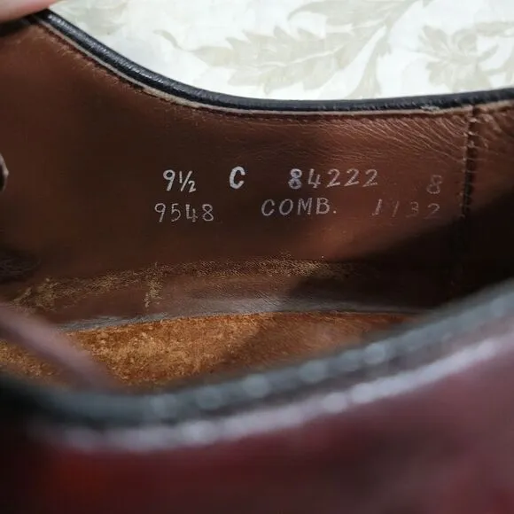 Allen Edmonds‎ Leeds Shoes Mens 9.5 C Burgundy Leather Plain Toe