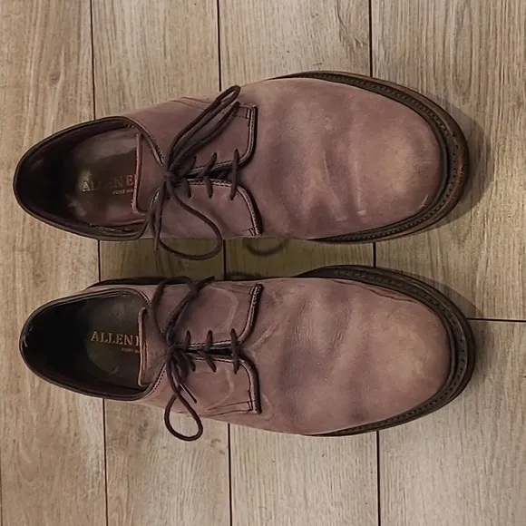 ALLEN EDMONDS Surrey Grey Brown Leather Sz 10 D Blucher Lace Up‎ Mens Shoes