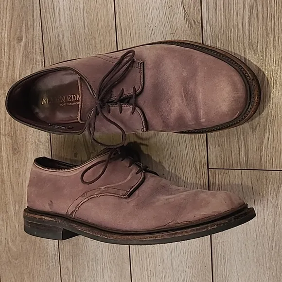 ALLEN EDMONDS Surrey Grey Brown Leather Sz 10 D Blucher Lace Up‎ Mens Shoes