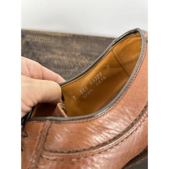 Allen Edmonds Walton Chestnut Brown Leather Split Toe Blucher Dress Shoes 9