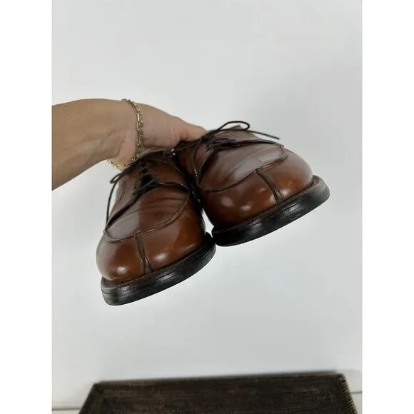 Allen Edmonds Walton Chestnut Brown Leather Split Toe Blucher Dress Shoes 9