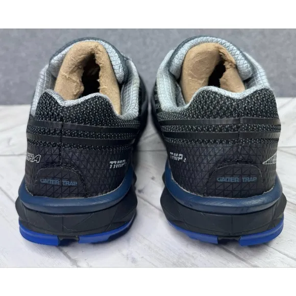 Altra Timp 2 Sneakers Mens Sz 9 Black Blue Trail Running Shoe Foot Shape Lace Up