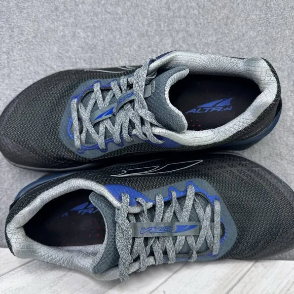 Altra Timp 2 Sneakers Mens Sz 9 Black Blue Trail Running Shoe Foot Shape Lace Up