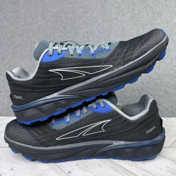 Altra Timp 2 Sneakers Mens Sz 9 Black Blue Trail Running Shoe Foot Shape Lace Up