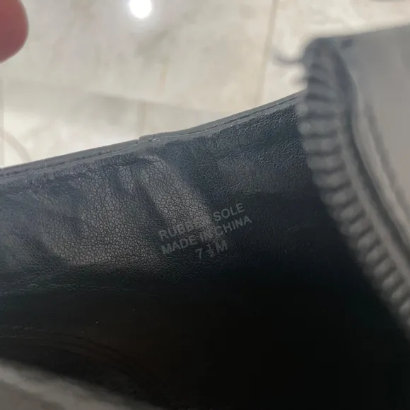 ANN TAYLOR {7.5} Black Leather Wedge Bootie Shoes Embossed &quot;Lottie&quot;