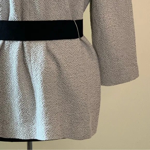 ANN TAYLOR Jacket Blazer Open Front Collarless Size 14 NWT Belted