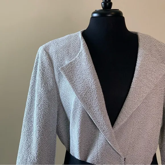 ANN TAYLOR Jacket Blazer Open Front Collarless Size 14 NWT Belted