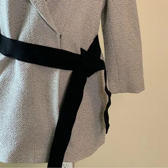 ANN TAYLOR Jacket Blazer Open Front Collarless Size 14 NWT Belted