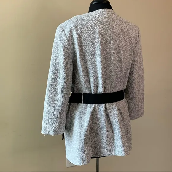 ANN TAYLOR Jacket Blazer Open Front Collarless Size 14 NWT Belted