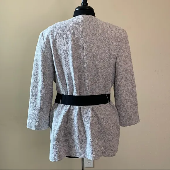 ANN TAYLOR Jacket Blazer Open Front Collarless Size 14 NWT Belted