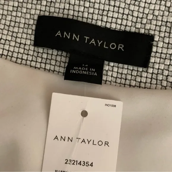 ANN TAYLOR Jacket Blazer Open Front Collarless Size 14 NWT Belted