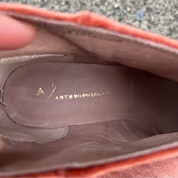 Anthropologie Rounded Toe Velvet Ankle Booties 7.5