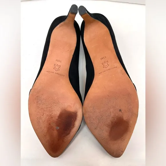 Antonio Melani Clarete Black Kidsuede Pointed Toe Pumps Size 11M