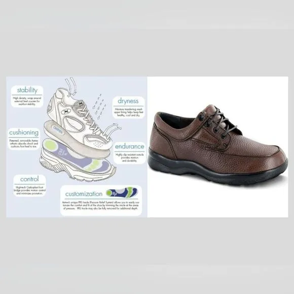 Apex Men's Shoe Ariya Walker #Y910M Oxford Size 7.5 Brown Leather   Black Sole