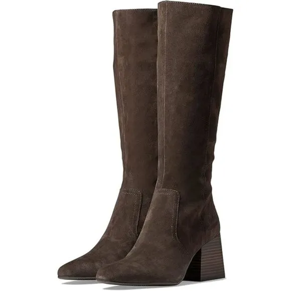 AQUA COLLEGE Womens Brown Tori Square Toe Stacked Heel Boots Shoes 5.5 M