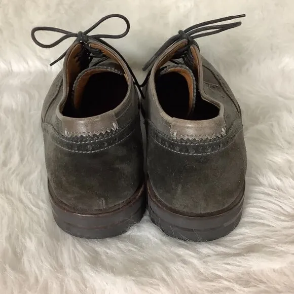 Aquatalia Men's Gray Suede Lace Up Carson Brogue Wingtip Oxford Shoes