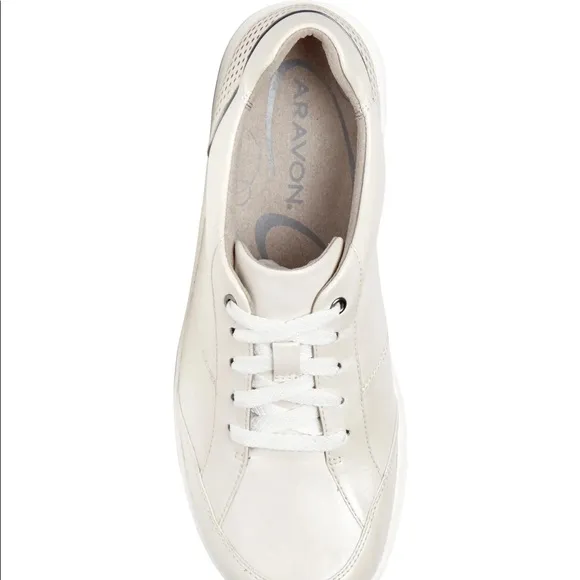 ARAVON BEAUMONT LEATHER WALKING SNEAKERS OFF WHITE NEW SZ 7.5