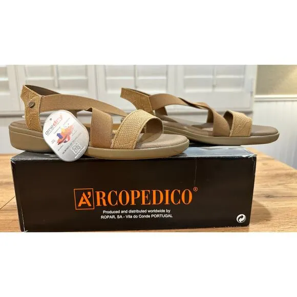 Arcopedico Montery Leather Tex Slingback Sandals Biscuit Size 40 EU 9 US NIB