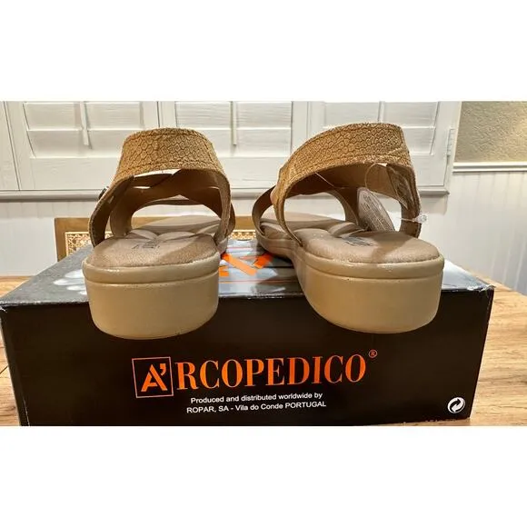 Arcopedico Montery Leather Tex Slingback Sandals Biscuit Size 40 EU 9 US NIB