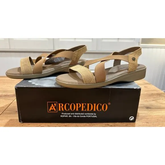 Arcopedico Montery Leather Tex Slingback Sandals Biscuit Size 40 EU 9 US NIB