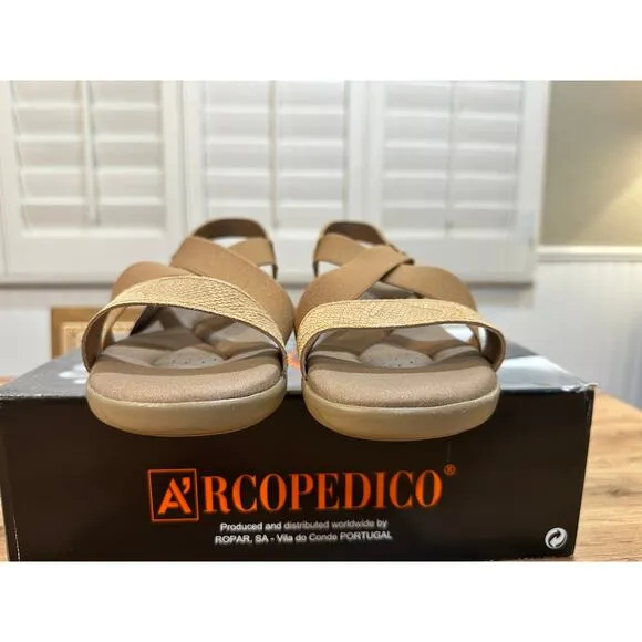 Arcopedico Montery Leather Tex Slingback Sandals Biscuit Size 40 EU 9 US NIB