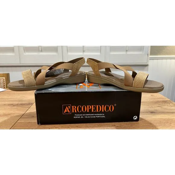 Arcopedico Montery Leather Tex Slingback Sandals Biscuit Size 40 EU 9 US NIB