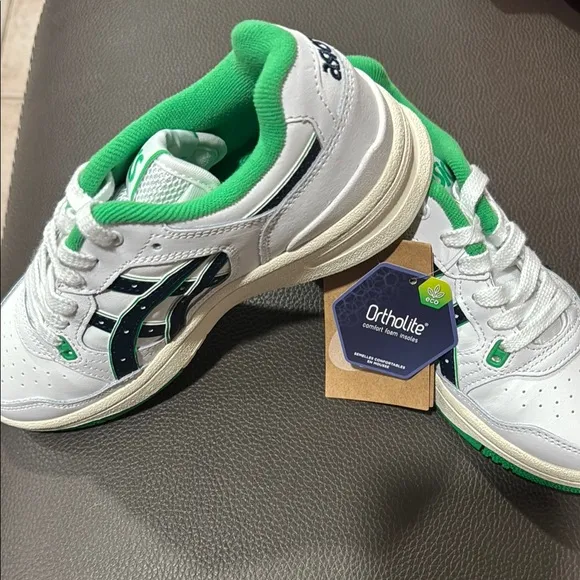 ASICS Kids' White and Green Sneakers NWT