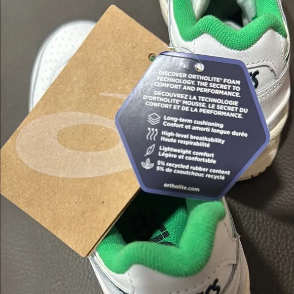 ASICS Kids' White and Green Sneakers NWT