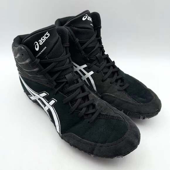 Asics Mens Aggressor 5 Wrestling Shoes US 9.5 Black White Athletic NIB