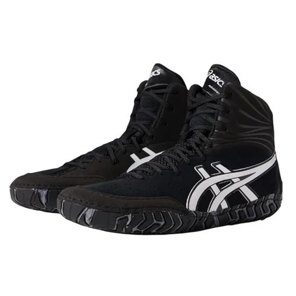 Asics Mens Aggressor 5 Wrestling Shoes US 9.5 Black White Athletic NIB