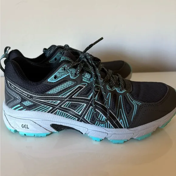 ASICS Women's Gel-Venture 7 Black and Blue Shoes