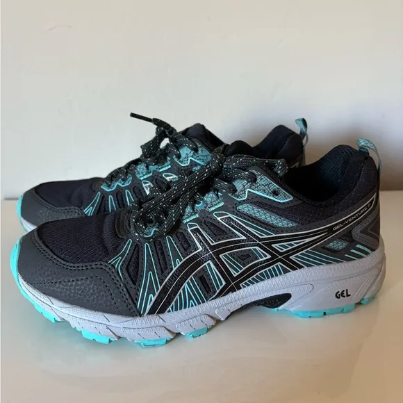 ASICS Women's Gel-Venture 7 Black and Blue Shoes