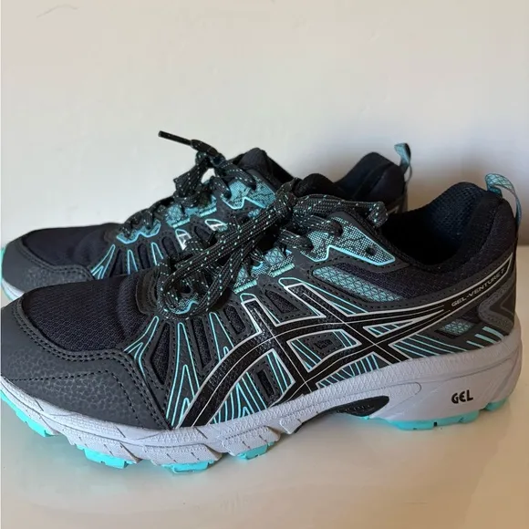 ASICS Women's Gel-Venture 7 Black and Blue Shoes