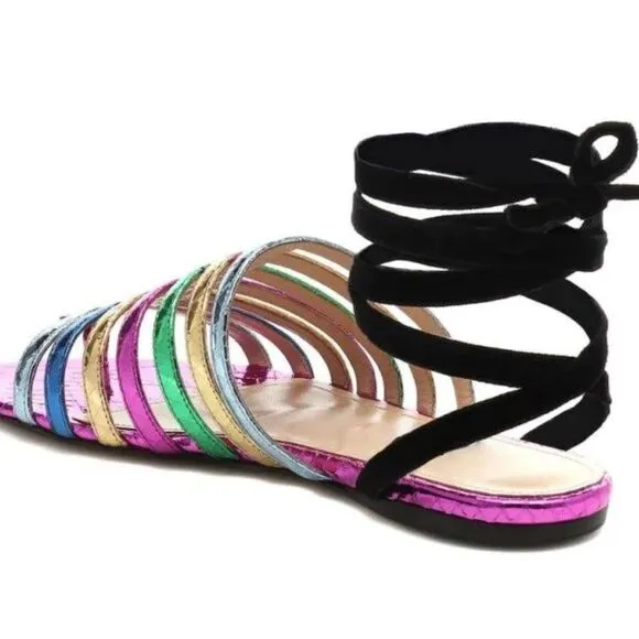 ATTICO The Attico Chiara Rainbow Ankle Wrap Sandal/Dust bag New Size 6 $702