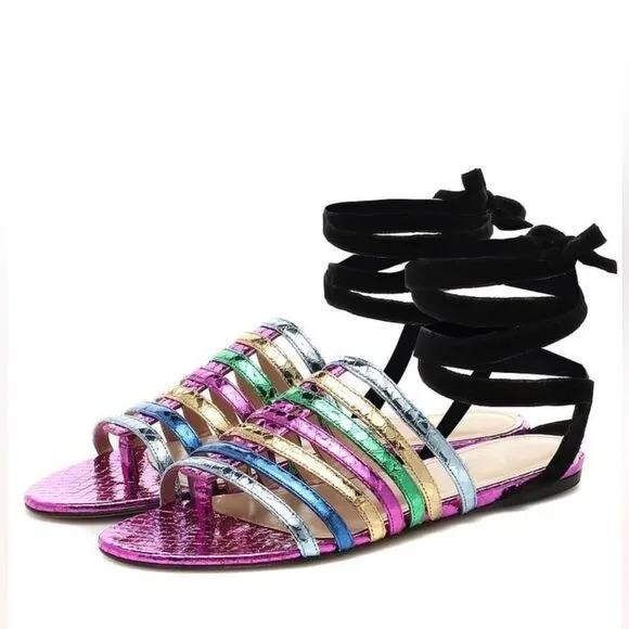 ATTICO The Attico Chiara Rainbow Ankle Wrap Sandal/Dust bag New Size 6 $702
