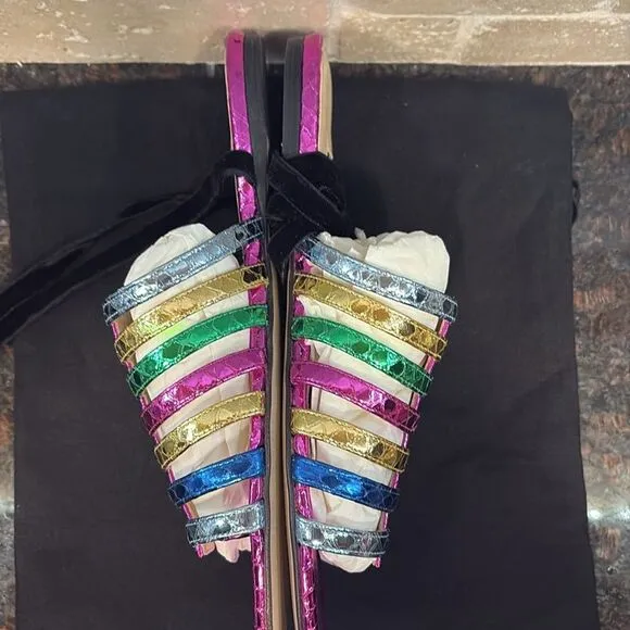 ATTICO The Attico Chiara Rainbow Ankle Wrap Sandal/Dust bag New Size 6 $702