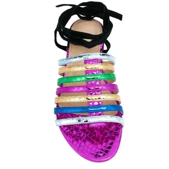 ATTICO The Attico Chiara Rainbow Ankle Wrap Sandal/Dust bag New Size 6 $702
