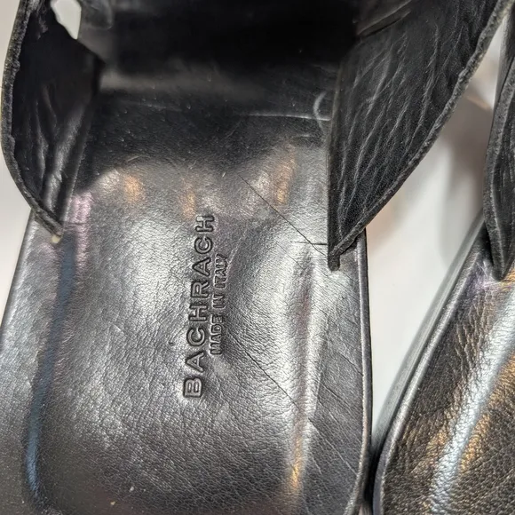 Bachrach Made In Italy Dress Mule Sandals Black Leather Men´s Size 9.5