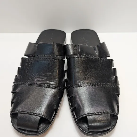 Bachrach Made In Italy Dress Mule Sandals Black Leather Men´s Size 9.5