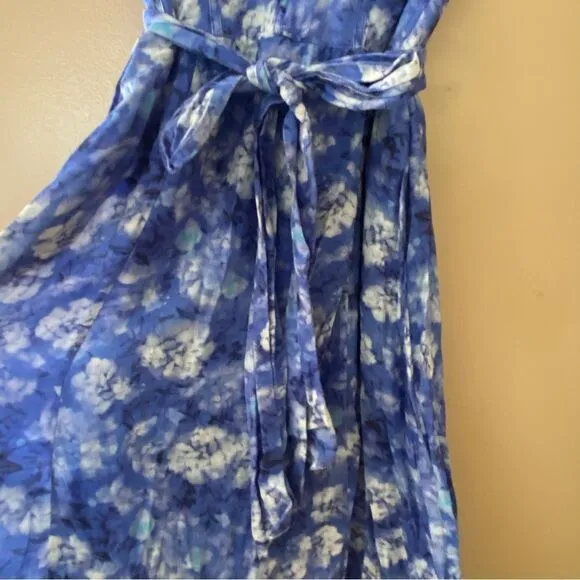 Bardot Vibrant Floral Midi Dress Blue Corset Bustier Sundress Sz XL