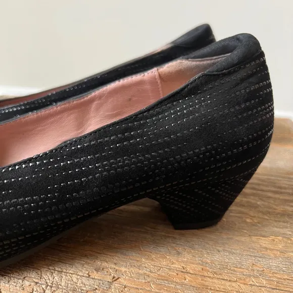 BeautiFeel Dona Pump Black Trateggio Suede 41 Floral Rosette Comfort Low Heel