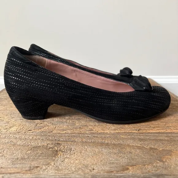 BeautiFeel Dona Pump Black Trateggio Suede 41 Floral Rosette Comfort Low Heel