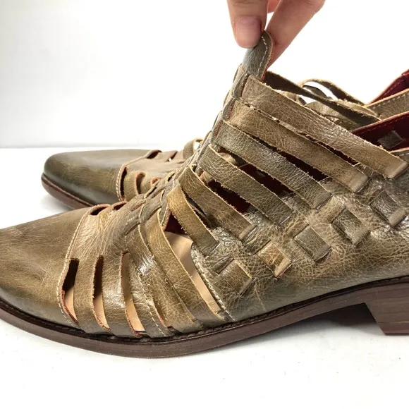 Bed Stu Las Cruces Flat Shoes Women's Brown Leather 11 Pull On Strap