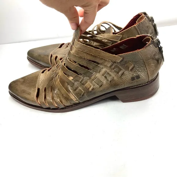 Bed Stu Las Cruces Flat Shoes Women's Brown Leather 11 Pull On Strap