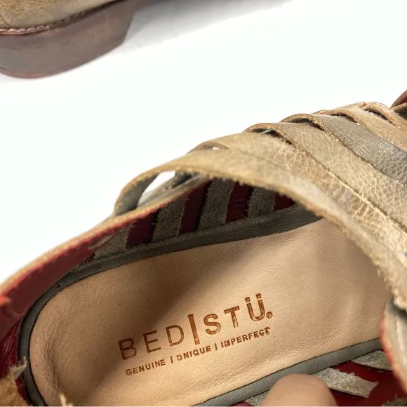 Bed Stu Las Cruces Flat Shoes Women's Brown Leather 11 Pull On Strap