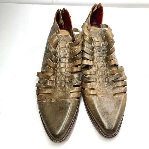 Bed Stu Las Cruces Flat Shoes Women's Brown Leather 11 Pull On Strap